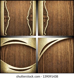 Vector wood and gold background set