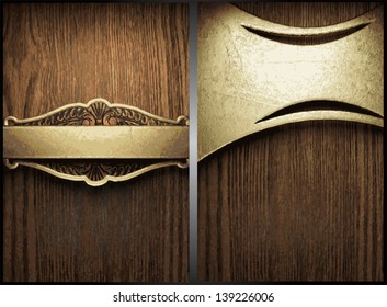 Vector wood and gold background set