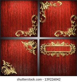 Vector wood and gold background set