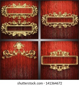 Vector wood and gold background set