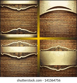 Vector wood and gold background set