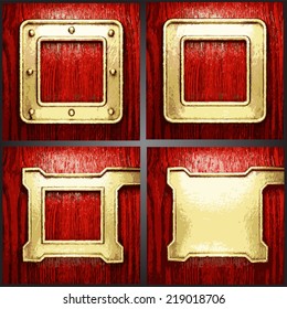 Vector wood and gold background set