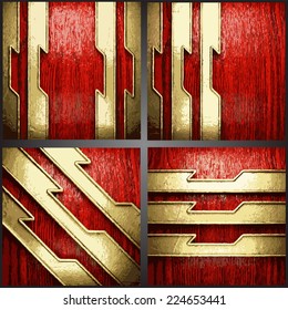 Vector wood and gold background set