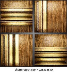 Vector wood and gold background set