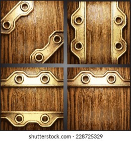 Vector wood and gold background set