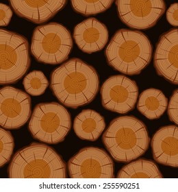 Vector wood log cuts seamless pattern background. 