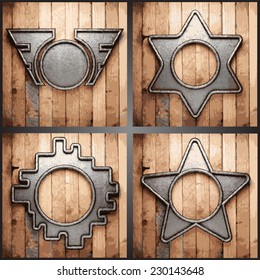 Vector wood and metal background set