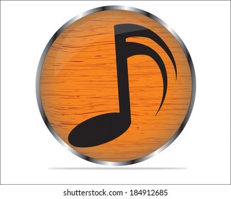 Vector wood multimedia musical note icon / button, design element