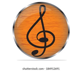 Vector wood multimedia musical note icon / button, design element