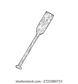 Almofada de madeira vetorial. Ilustração pintada à mão de canoa linear. Esboço monocromático gráfico isolado no plano de fundo. Para designers, impressões, logotipo, ícone, menu, cartões postais, férias, capas