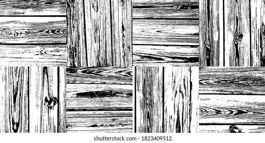 Vector Wood Parquet Texture Overlay. Seamless Pattern of Hardwood Square Tiles. Rustic Flooring. Weathered Wooden Planks Background. Distressed Timber Textured Surface.