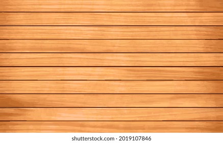 Vector wood plank background. Brown wooden wall, plank, table or floor surface. Wood texture. Highly detailed, photorealistic. Wooden texture with horizontal planks. Vector illustration EPS10