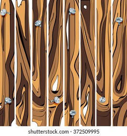 Vector wood plank background. Eps10 illustration. Natural Wooden Background. Eight old boards with a nail.