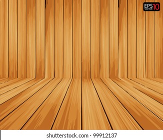 Vector wood room with panel and floor background