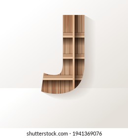 Letra del alfabeto del diseño del estante de la madera del vector