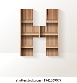 Vector wood shelf font design alphabet letter