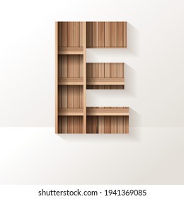 Vector wood shelf font design alphabet letter