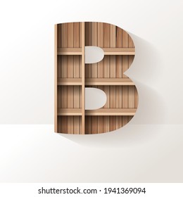 Letra del alfabeto del diseño del estante de la madera del vector