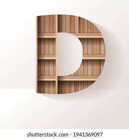 Vector wood shelf font design alphabet letter