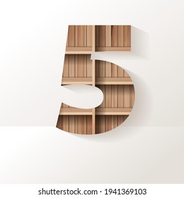 Letra del alfabeto del diseño del estante de la madera del vector