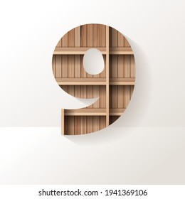 Vector wood shelf font design alphabet letter