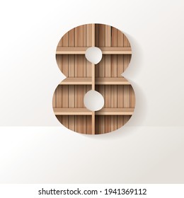 Vector wood shelf font design alphabet letter