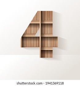 Vector wood shelf font design alphabet letter