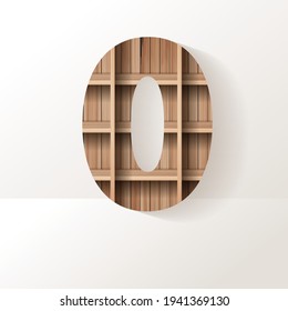Vector wood shelf font design alphabet letter