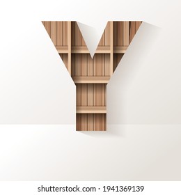 Vector wood shelf font design alphabet letter