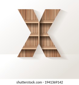 Letra del alfabeto del diseño del estante de la madera del vector