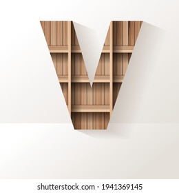 Letra del alfabeto del diseño del estante de la madera del vector
