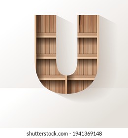 Letra del alfabeto del diseño del estante de la madera del vector