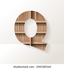 Vector wood shelf font design alphabet letter