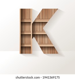 Letra del alfabeto del diseño del estante de la madera del vector