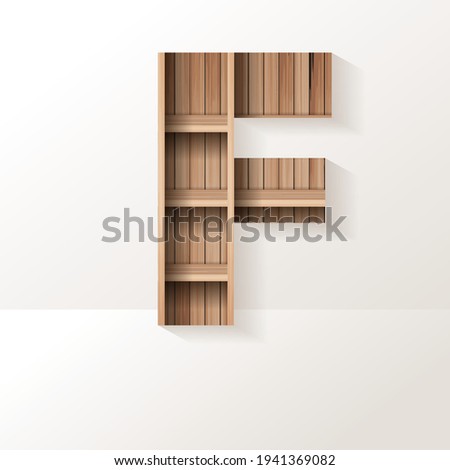 Vector wood shelf font design alphabet letter