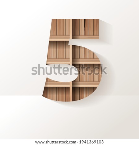 Vector wood shelf font design alphabet letter