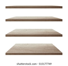 Vector wood shelf isolated on white background, ( Image trace of wooden background )