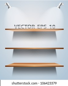 Vektorillustration-Holzregal an der Wand
