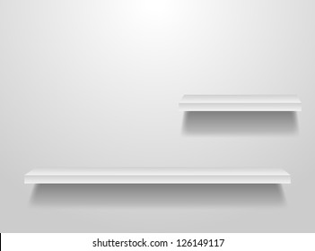 Vector wood shelf on wall  Frame.