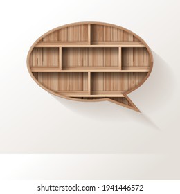 Vector wood shelf of speech bubble creative design
