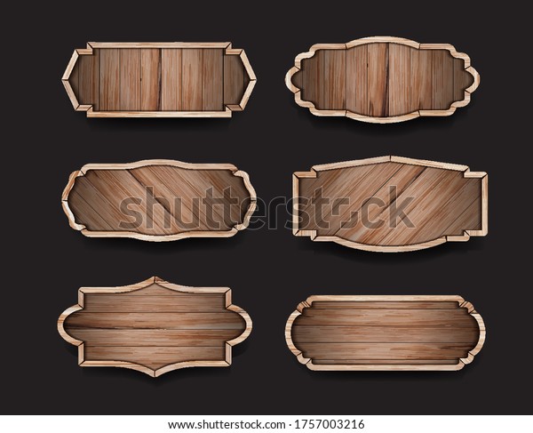 Vector Wood Sign Boards Label Collection Stock Vector (Royalty Free ...