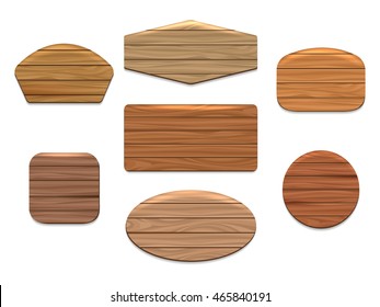Vector wood signs or wooden boards on white background