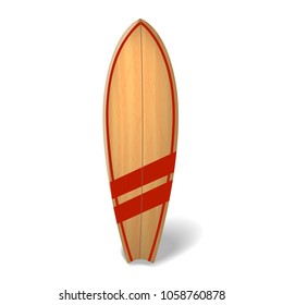 Vector wood surf board Summer Surfing Isolated realistic surfboard.