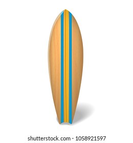 Vector wood surf board Summer Surfing Isolated realistic surfboard.