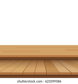 vector wood table top on isolated background.