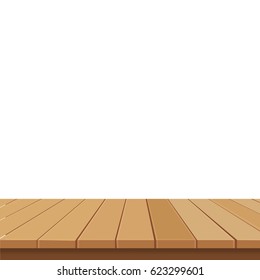vector wood table top on isolated background.