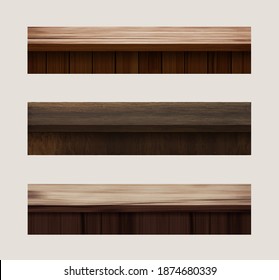 Vector wood table top used for display or montage your products, isolated on white background