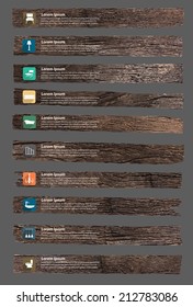 Vector wood texture background, With furniture flat icons home decoration layout banner, diagram, step up options design