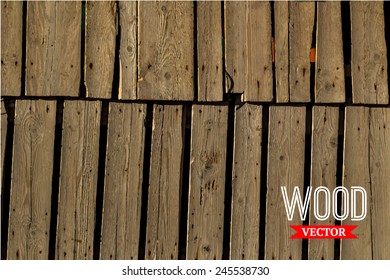 Vector wood texture. background old panels. Grunge retro vintage wooden texture, vector background