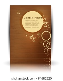 vector wood texture. Retro circles card and hardwood